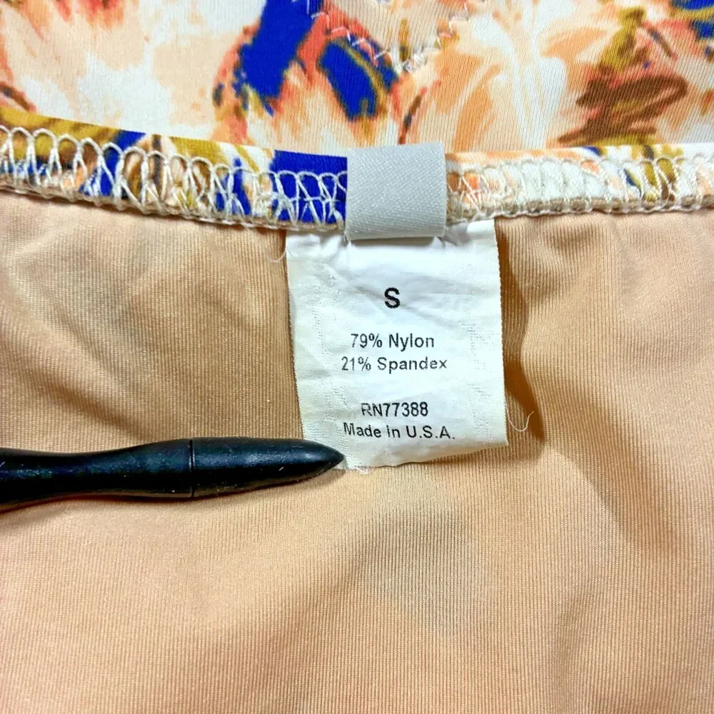 J Crew Swim One Piece S Plunge Ballet V Neck Rare Print Resort 2014 Made in USA